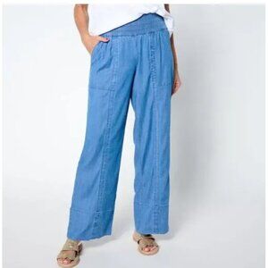 Anybody Women Pants Denim Sz XLP  Drapey Full Length Petite Blue A650674